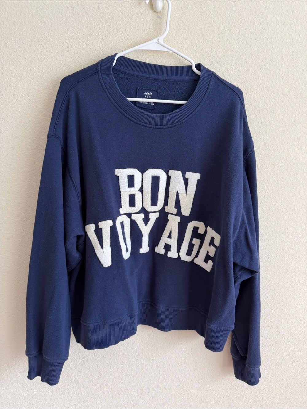 Aerie Bon Voyage Navy Crewneck Sweatshirt